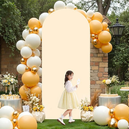 6FT Champagne Arch Backdrop Cover - Polyester Fitted Wedding Arch Stand Covers Round Top Chiara Arch Backdrop Cover for Birthday Party Banquet Photo Background Decoration