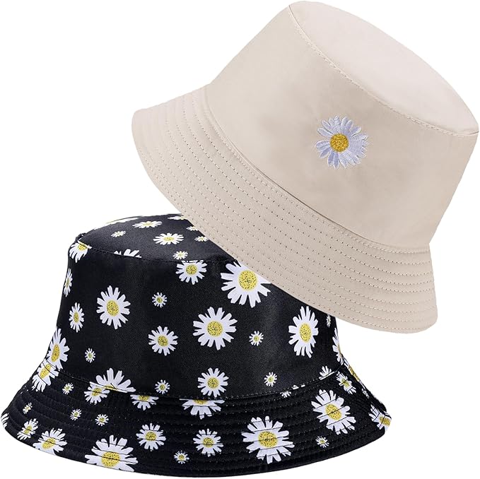 Sun Hat for Women Bucket Hat Cotton Reversible Summer Travel Beach Fishing Cap
