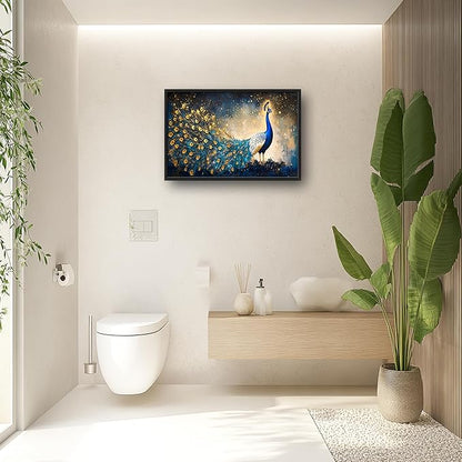 Peacock Large Wall Art Framed Gold Wall Decor for Living Room Mountain Peacock Pictures Oversized Canvas Print Painting Modern Extra Large Framed Artwork for Bedroom Office Home Decor 36"x24"