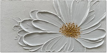 Hand Painted White Flower Texture Art 24x48 inch Modern Abstract Home Wall Decoration Oil Painting