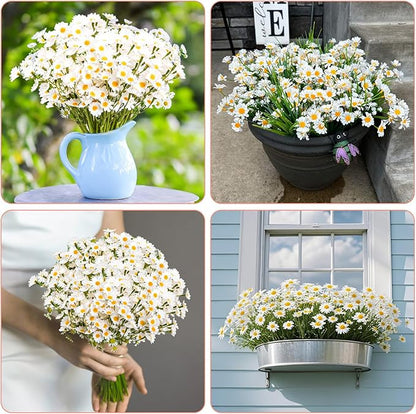 18Pcs Artificial White Daisy Flowers, 3 Bundles 10 Inch Small Fake Daisies for Home Summer Decor, Fake Spring Wild Flowers for Party Decoration