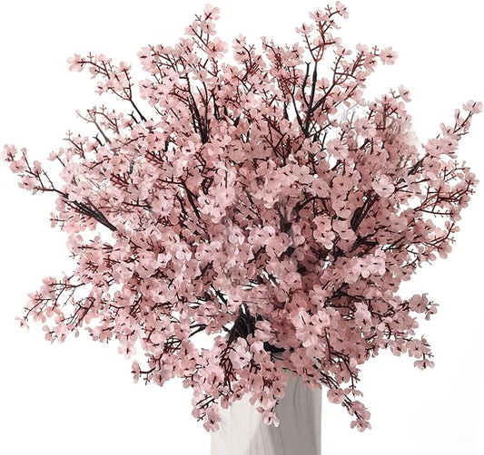 15PCS Artificial Baby Breath Flowers Fake Silk Real Touch DIY Floral Bouquets Decor Wedding Party Decoration Arrangements-Pink