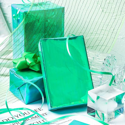LeZakaa Green Wrapping Paper Roll - Holographic Iridescent Wrapping Paper for Birthday, Valentine's, Mother's Day, Holiday - 17 inches x 32.8 Feet (47.23 sq.ft.)