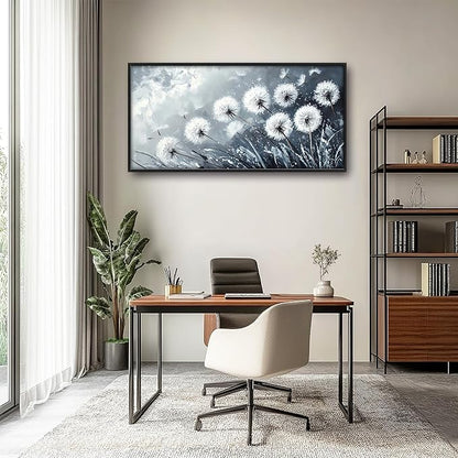 Rustic Dandelion Large Wall Art Framed Wall Decor for Living Room Farmhouse Floral Pictures Oversized Canvas Print Painting Modern Extra Large Framed Artwork for Bedroom Office 60"x30"