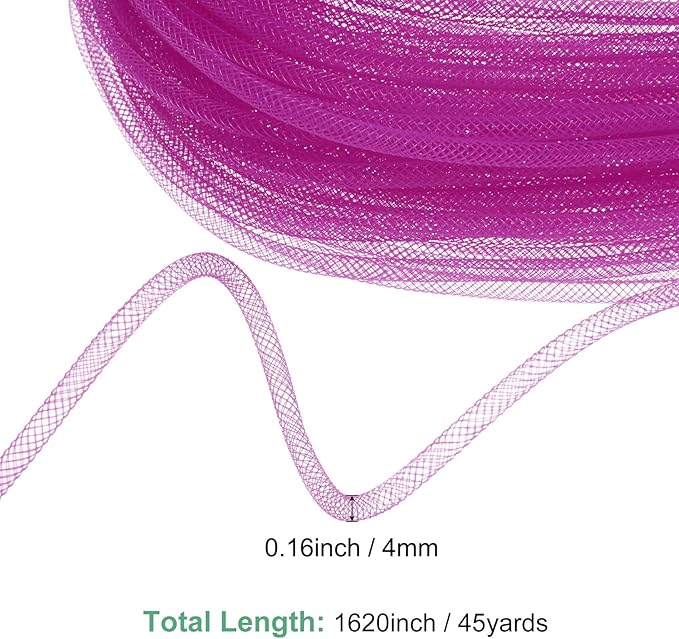 Mesh Tube Ribbon 45 Yards, 4mm Elastic Fabric Ribbons Mesh Tubing for Crafts/Gift Wrapping/Flower Bouquets/Wedding/Birthday/Holiday/Wreaths Christmas/Decoration[Persian Rose]