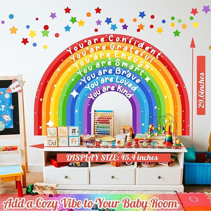 Large Rainbow Wall Sticker Colorful Inspirational Wall Decals for Classroom Peel and Stick Kids Nursery Walls Stickers You are Motivational Art Murals Vinly Decal for Baby Room Playroom Toddler Decor