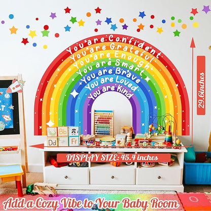 Large Rainbow Wall Sticker Colorful Inspirational Wall Decals for Classroom Peel and Stick Kids Nursery Walls Stickers You are Motivational Art Murals Vinly Decal for Baby Room Playroom Toddler Decor