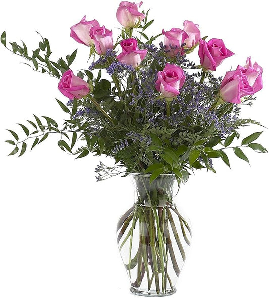 Floral Supply Online 10 5/8" Spring Garden Vase and Flower Guide Booklet- Decorative Glass Flower Vase for Floral Arrangements, Weddings, Home Decor or Office. (Clear)