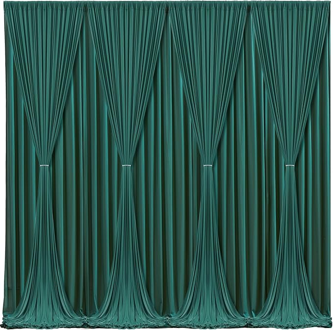 Hunter Green Backdrop Curtain-Wrinkle-Free Polyester Fabric Green Photography Curtains for Wedding Party Photo Background Decorations- 32 X10FT (Hunter Green)