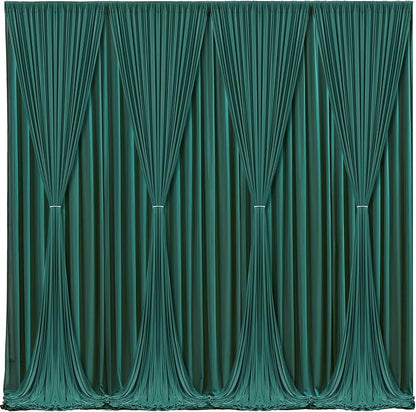 Hunter Green Backdrop Curtain-Wrinkle-Free Polyester Fabric Green Photography Curtains for Wedding Party Photo Background Decorations- 32 X10FT (Hunter Green)