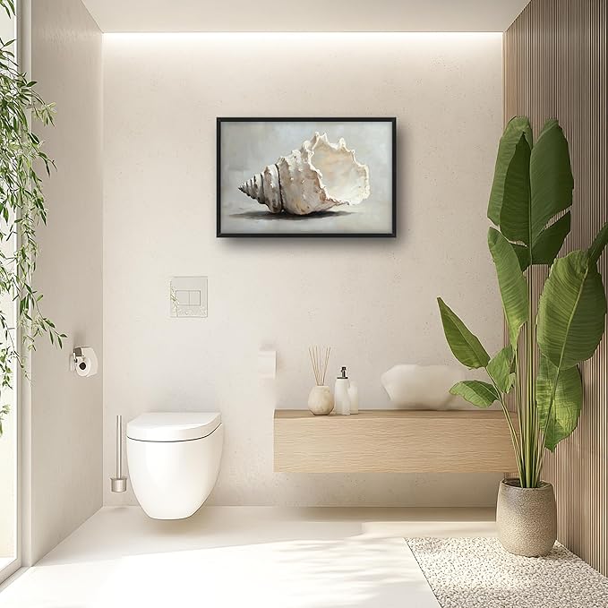 Seashell Large Decor Wall Art Framed Pictures for Living Room, Ocean Seashell Oversized Canvas Print Painting Modern Extra Large Framed Artwork for Bedroom Office Home Decor 36"x24"