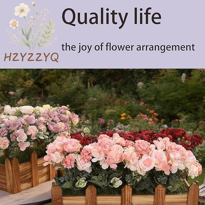 8 Pack Artificial Peony Flowers, Silk Peonies Flowers Fake Peonies Artificial Flowers Peonies Hydrangea Bouquet for Centerpiece Table Wedding Party Home Decor (8, Pink + White)