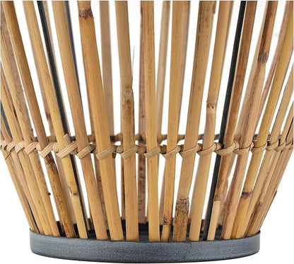 Deco 79 Bamboo Wood Handmade Decorative Vase Open Frame Centerpiece Vase with Blue Metal Accents, Vase for Home Decoration 11" x 11" x 16", Brown
