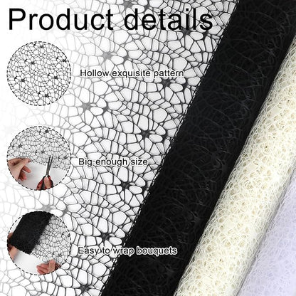 FOIMAS Flower Bouquet Wrapping Paper Roll,19.6" x 5 yrs Mesh Bouquet Wrapping Paper for Presents Flower Packaging Hand Decor,Black