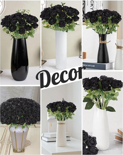 50PCS Artifical Flowers Bulk, Realistic Roses Bouquet with Long Stem for DIY, Wedding and Home Decor