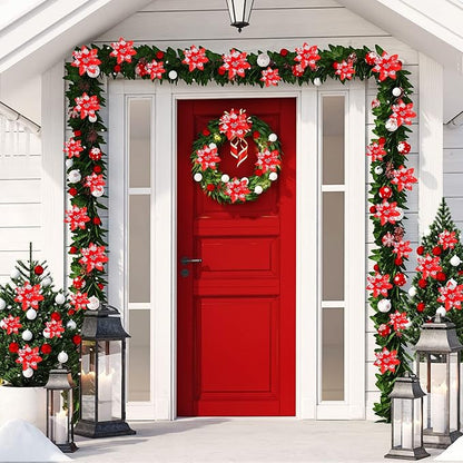36 Pcs Christmas Glitter Artificial Poinsettia Flowers Xmas Poinsettia Artificial Wedding Flowers Decorations Xmas Tree Ornaments with Clips for Party, 6 Inch, 4 Inch, 3 Inch(Red and Silver)