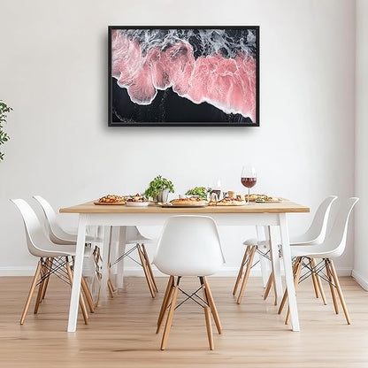 Pink Beach Large Wall Art Framed Black and White Wall Decor for Living Room, Beach Pictures Oversized Canvas Print Painting Modern Extra Large Framed Artwork for Bedroom Office Home Decor 36"x24"