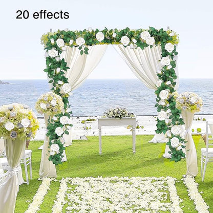 TELDRASSIL 4Pcs(26 FT) Artificial Rose Vine Fake Flower Garland Fake Silk Rose Hanging Vine for Wedding Party Background Arch Garden Background Decoration (White)