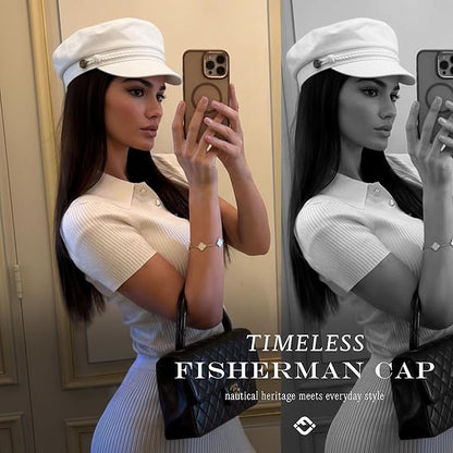 Funky Junque Newsboy Hat for Women – Trendy Greek Fisherman Cap, Classic Women's Baker Boy Newsies Hat, Ladies Fashion Caps