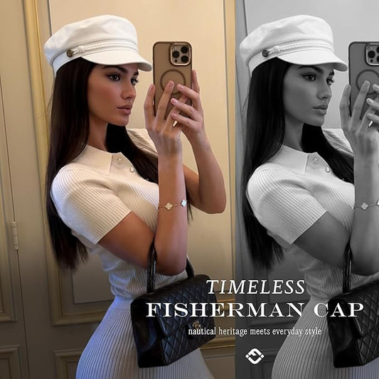 Funky Junque Newsboy Hat for Women – Trendy Greek Fisherman Cap, Classic Women's Baker Boy Newsies Hat, Ladies Fashion Caps