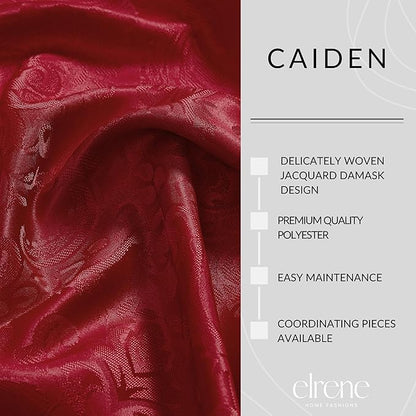 Elrene Home Fashions Caiden Elegance Damask Waterproof, Stain & Wrinkle Resistant Fabric Placemats (Set of 4), 13" x 19", Red