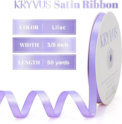 Lilac Satin Ribbon, Double Faced 3/8 Inch X 50 Yards, Premium Polyester Satin Ribbon for Gift Wrapping, Crafts, Wedding Party Decor
