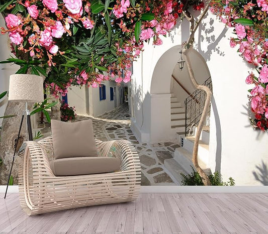 Eierme-Quiet Traditional Backstreet in Chora Town on Amorgos Island Cyclades Greece Peel and Stick 137" x 102"