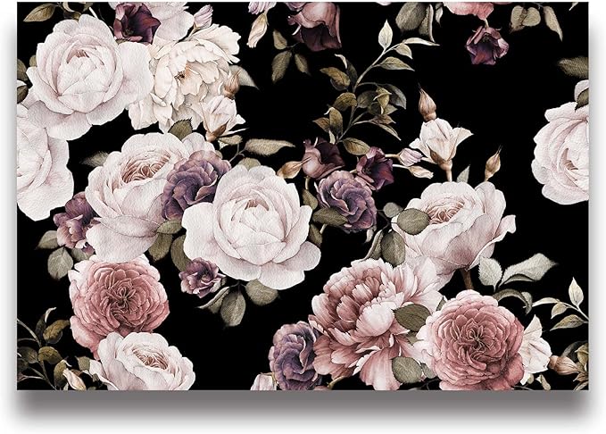 Peony Flowers Wall Mural - Purple Flower Wallpaper, Rose Mural - 103" x 69" (Not Self-Adhesive)
