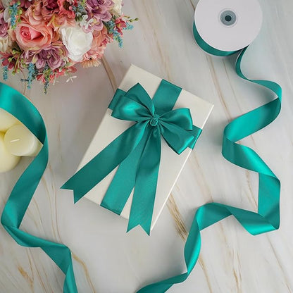MEEDEE Teal Satin Ribbon - 1.5 Inch Double Faced, Perfect for Christmas Tree, Weddings & Flower Bouquets