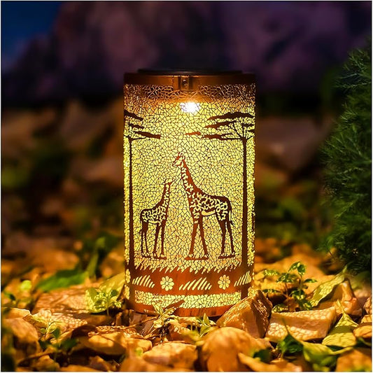 2 Pack Giraffe Solar Lanterns Outdoor Waterproof Hanging Solar Lights Giraffe Gifts for Women Men Metal Decorative LED Giraffe Lanterns for Garden Decor,Yard,Patio,Lawn,Tabletop,Pathway,Landscape