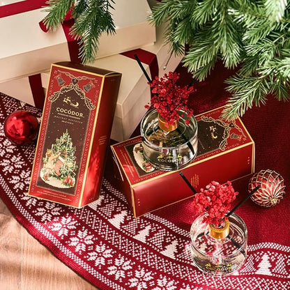 COCODOR Christmas Reed Diffuser Set / 6.7oz / Snow Fig/Holiday Scented Oil with Sticks, Festive Home Fragrance Gift for Xmas & Winter Décor