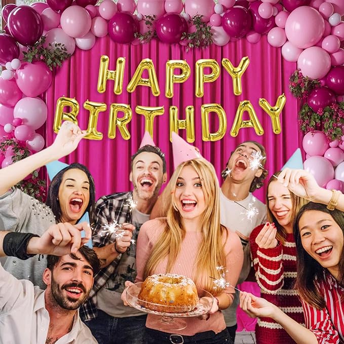 10 x 10 Feet Fuschia Backdrop Curtain for Partie, Background Curtains for Photoshoot, Birthday, Wedding, Halloween, Thanksgiving, Christmas, New Year Party Decorations 5Ft x 10Ft, 2 Panels