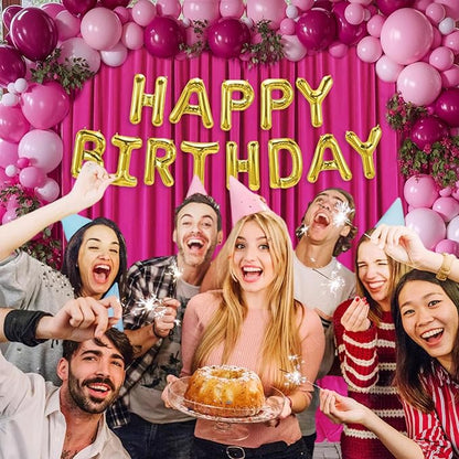 10 x 10 Feet Fuschia Backdrop Curtain for Partie, Background Curtains for Photoshoot, Birthday, Wedding, Halloween, Thanksgiving, Christmas, New Year Party Decorations 5Ft x 10Ft, 2 Panels