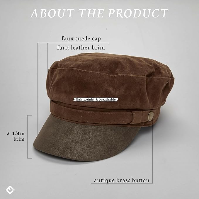 Funky Junque Newsboy Hat for Women – Trendy Greek Fisherman Cap, Classic Women's Baker Boy Newsies Hat, Ladies Fashion Caps
