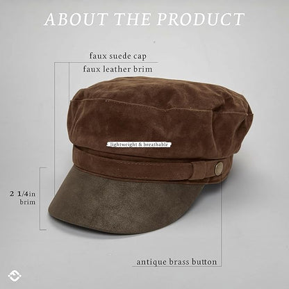 Funky Junque Newsboy Hat for Women – Trendy Greek Fisherman Cap, Classic Women's Baker Boy Newsies Hat, Ladies Fashion Caps
