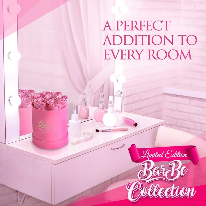 GLAMOUR BOUTIQUE Eternal Preserved Roses in a Box - Flowers Forever, Rose Forever in a Box for Wife, Birthday Gifts for Her, 7 Roses, Velvet Pink