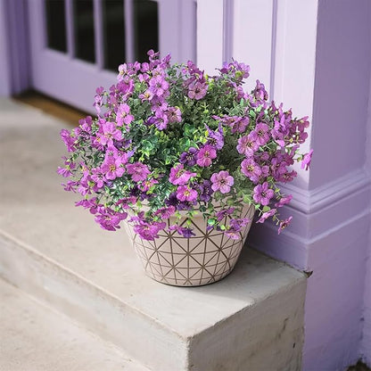 Artificial Flowers for Outdoor Indoor Garden Home Decoration, Faux Flower Daisy with Eucalyptus Leaves Fake Plants Greenery Boxwood Porch Patio, 12 Bundles
