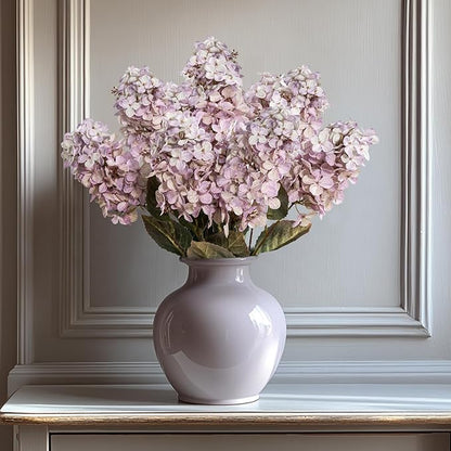 Fake Flowers Hydrangea Silk Flowers With Stems White Flowers Fake Flowers In Vase Hydrangea Artificial Flowers Winter Flowers Artificial For Decoration Vase Decor 24"（Light Purple ）8PCS Wthout Vase