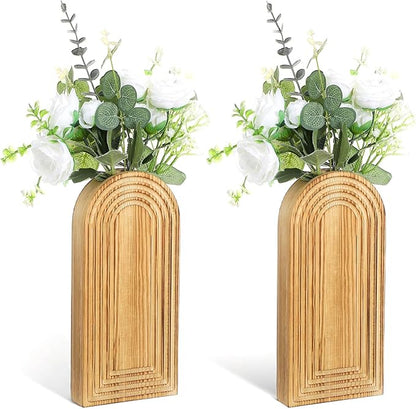 2 Pack Wood Wall Planter Vase,Wall Vases for Flowers Boho Walls Decor Wooden Vases Mounted Wooden Planters Holder Walls Plant for Living Room, Bedroom, Bathroom-11.75X5.45 Inches