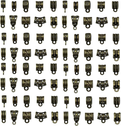 WOCRAFT 60pcs Antique Bronze Bails Space Beads Bracelet Charms for Jewelry Making Sets DIY Necklace Bracelet Keychain Crafting Charms Kit Craft Supplies (SN853)