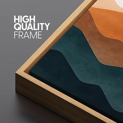 SIGNFORD Large Framed Canvas Print Wall Art Colorful Geometric Overlapping Mountains Illustrations Modern Art Relax/Calm Warm for Living Room, Bedroom, Office - 60"x20"