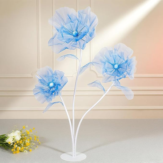 B-COOL Giant Artificial Flower for Reception Decoration: 5.58 ft Blue Huge Artificial Silk Flowers with Standing Base for Wedding Bridal Shower Baby Shower Party Christmas Decor Shop Window Display