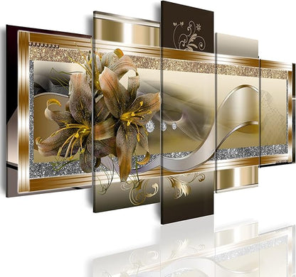 LUDUHU Orchid Flowers Canvas Print - Abstract Floral Wall Art - Yellow Poster for Bedroom (80x40inch Oversize)