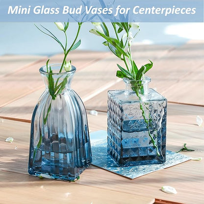 Glass Bud Vases Set of 36PCS, Small Flower Vases for Wedding Centerpiece Table Decoration, Vintage Vase in Bulk for Flower Arrangements, Mini Vase for Birthday Party, Festival Home Decor, Blue