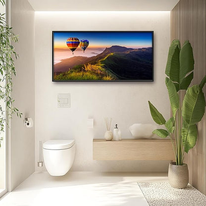 Framed Large Pictures Wall Art for Living Room, Nature Scenery Mountain Landscape Oversized Wall Decor Hot Air Balloon Canvas Print Painting Extra Large Framed Artwork for Bedroom Office 60"x30"