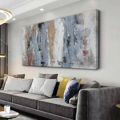 Abstract Wall Art Painting Modern Wall Decor Living Room Canvas Art Wall Decor Office Teal Blue White Wall Art Canvas Prints Artwork For Bathroom Kitchen Colorful Wall Decoration 24 X 48 Inch