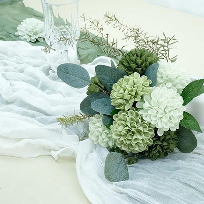 Artificial Flowers,50pcs Realistic Artificial Rose for DIY Wedding Bouquets Centerpieces Arrangements, Emerald Green Shades Dahlia Flowers with Stem for Bridal Shower Party