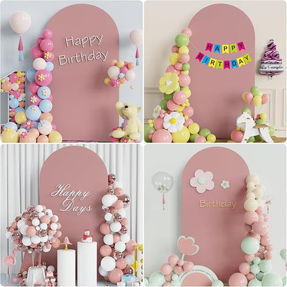Wokceer 6.6FT Wedding Arch Cover Spandex Fitted Wedding Arch Stand Covers Round Top Chiara Arch Backdrop Cover for Birthday Party Ceremony Banquet Decoration Light Dusty Rose