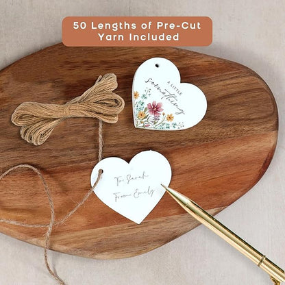 50 Heart Thank You Gift Tags with String Attached, Small Thank You for Celebrating with Us Gift Bag Tags for Presents and Personalized Party Favors - Baby Shower, Wedding, Bridal Shower, Birthday
