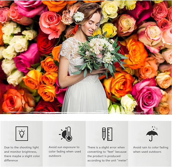 YongFoto 8x6.5ft Vinyl Flower Backdrop Lush Blossom Red Orange Floral Beautiful Photography Background for Couples Wedding Anniversary Marriage Ceremony Mother's Day Portrait Photo Studio Props